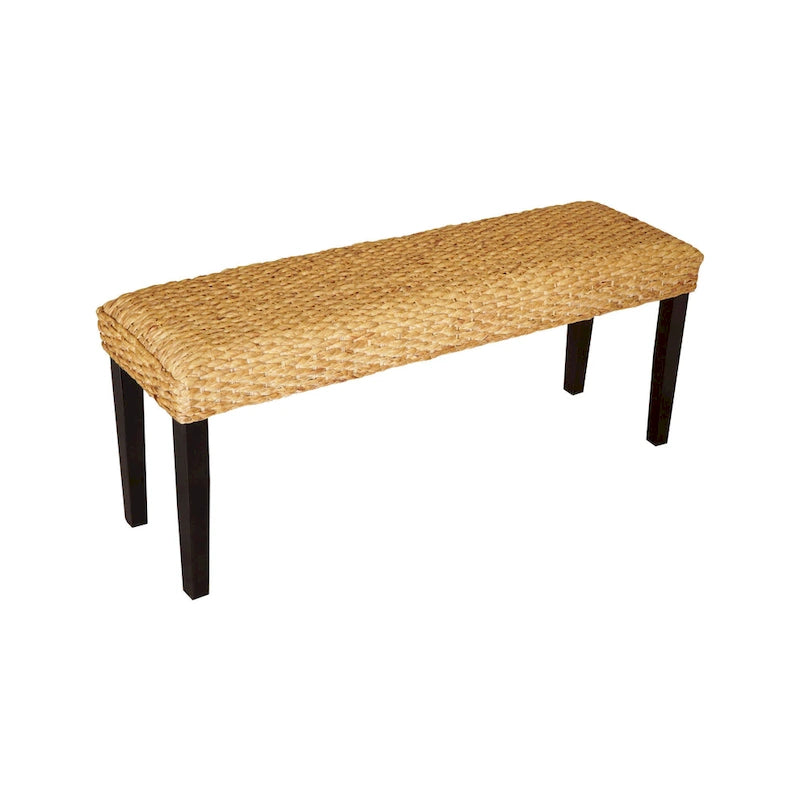 M4H Valencia Solid Wood Natural Water Hyacinth Indoor Bench
