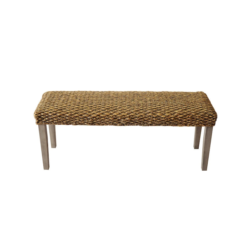 M4H Valencia Solid Wood Natural Water Hyacinth Indoor Bench