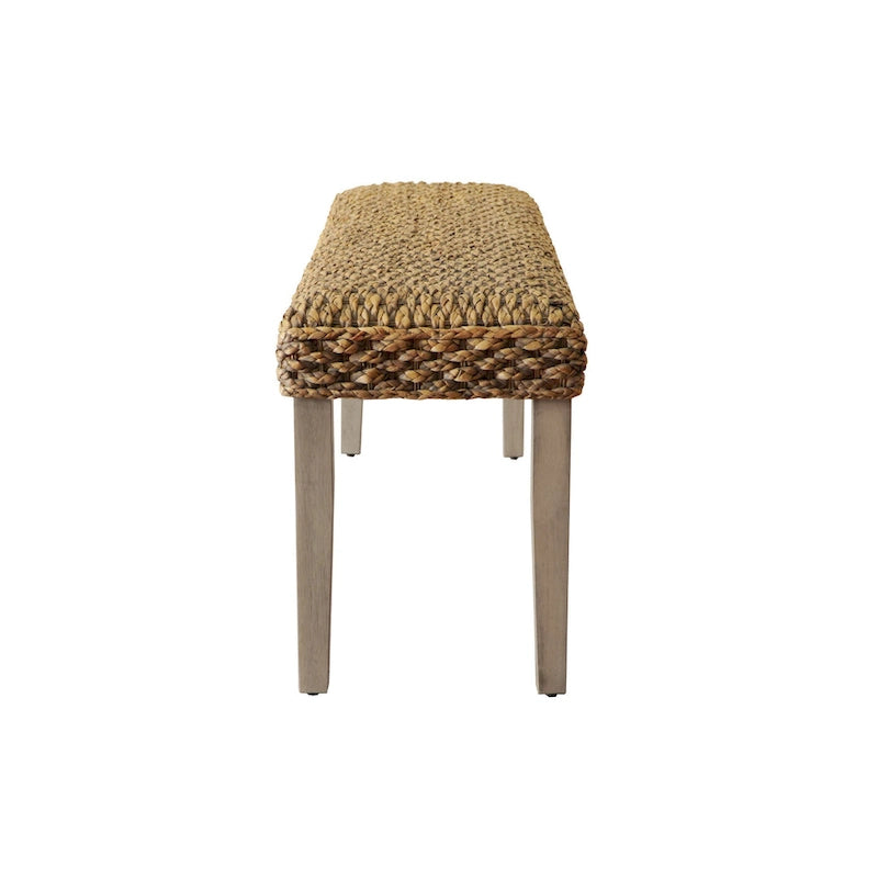 M4H Valencia Solid Wood Natural Water Hyacinth Indoor Bench