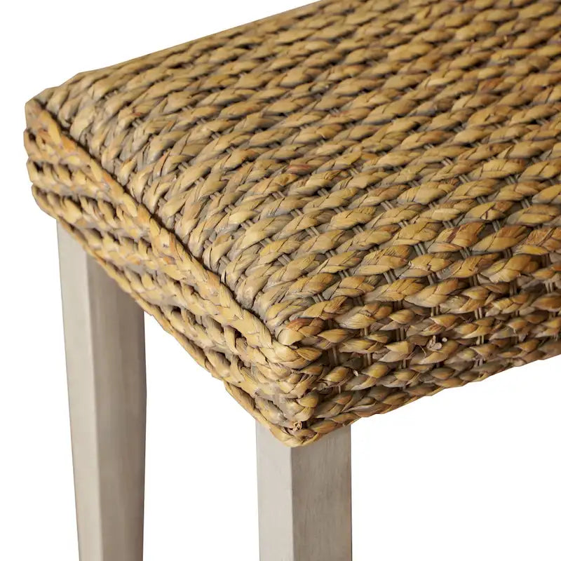M4H Valencia Solid Wood Natural Water Hyacinth Indoor Bench