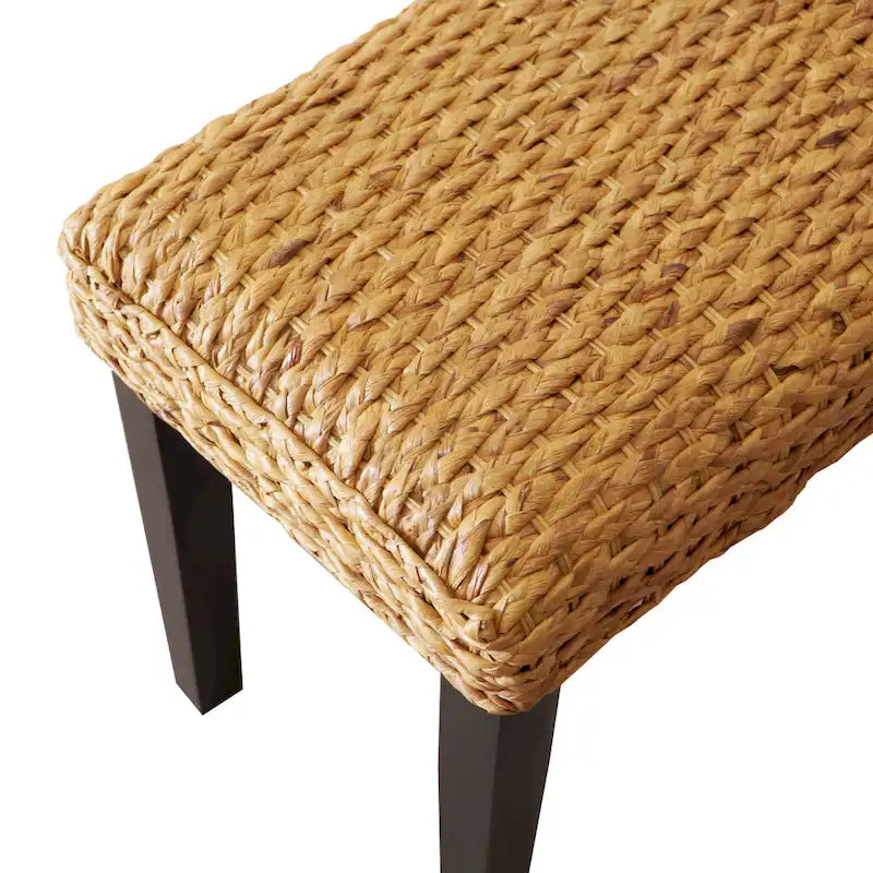 M4H Valencia Solid Wood Natural Water Hyacinth Indoor Bench