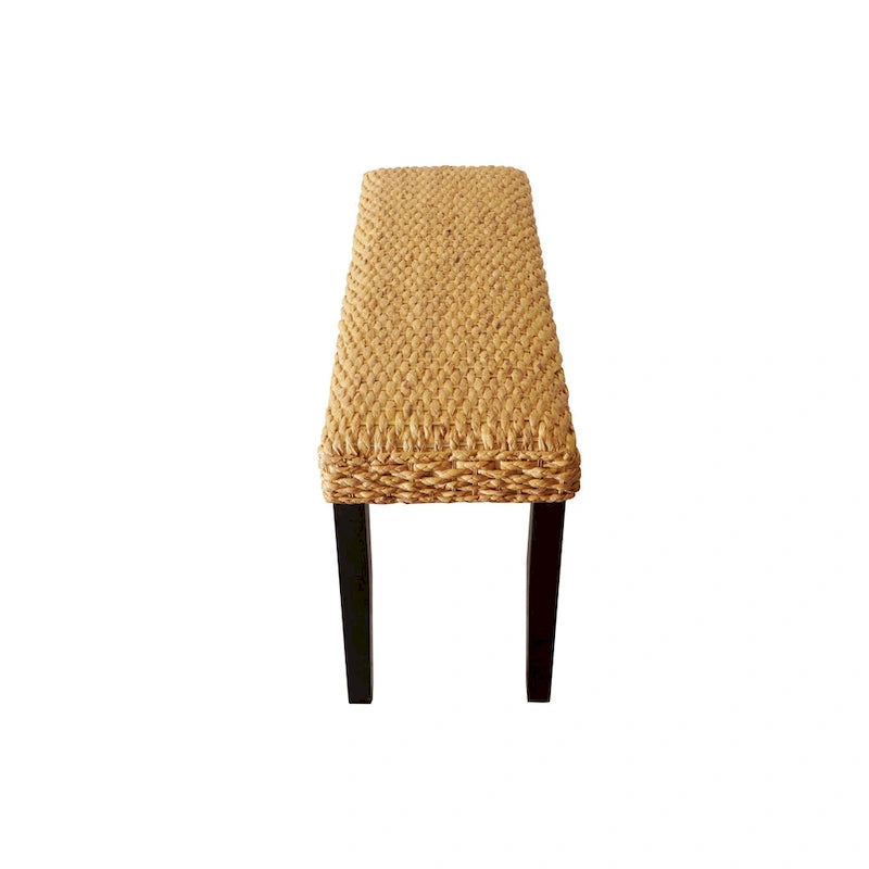 M4H Valencia Solid Wood Natural Water Hyacinth Indoor Bench