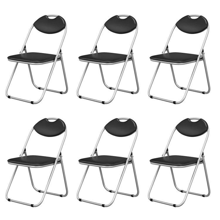 Black Portable Folding Dining Chairs Set with Carrying Handles and U-Shaped Metal Base