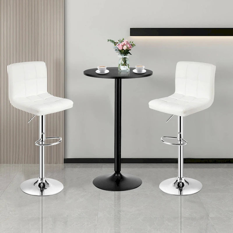 Gymax 3PCS Pub Table Set 24 Round Bar Table & 2 Adjustable Bar