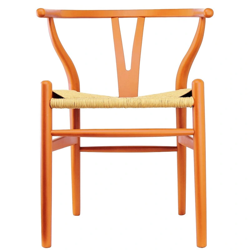 Set of 2 Natural Modern Wood Dining Chair With Back Y Arm Armchair Hemp Seat Home Restaurant Office Desk Work Kitchen