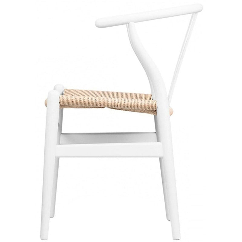Set of 2 Natural Modern Wood Dining Chair With Back Y Arm Armchair Hemp Seat Home Restaurant Office Desk Work Kitchen