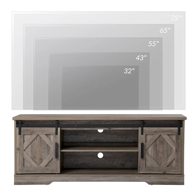 WAMPAT Farmhouse Sliding Barn Door TV Stand