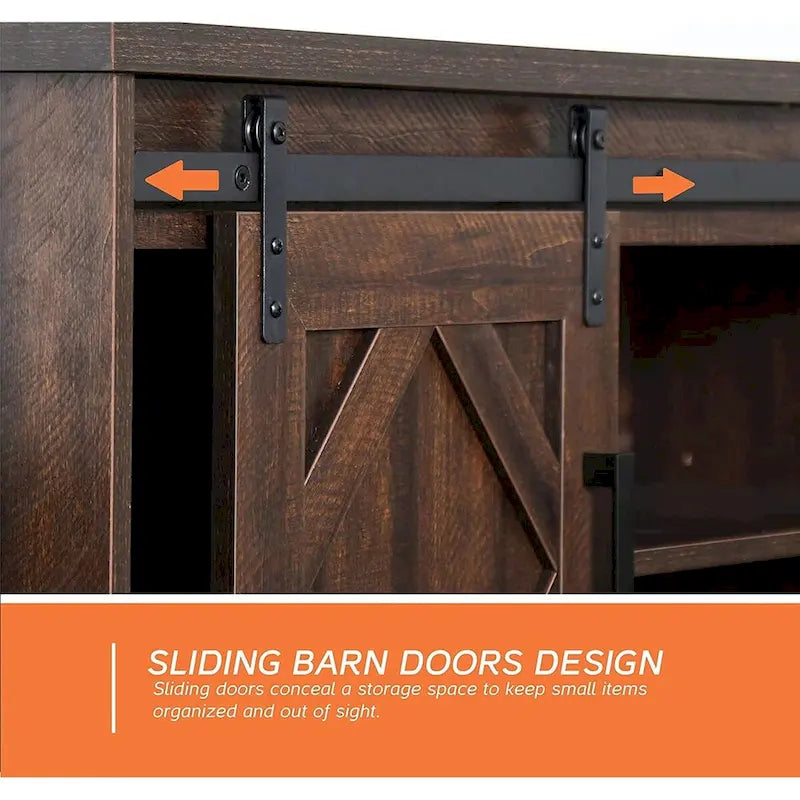 WAMPAT Farmhouse Sliding Barn Door TV Stand