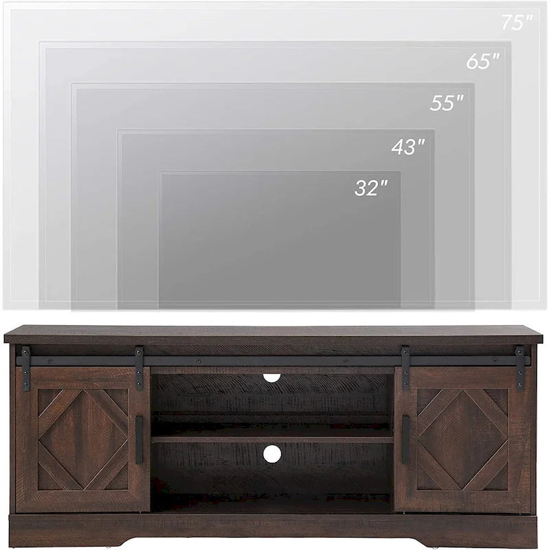 WAMPAT Farmhouse Sliding Barn Door TV Stand