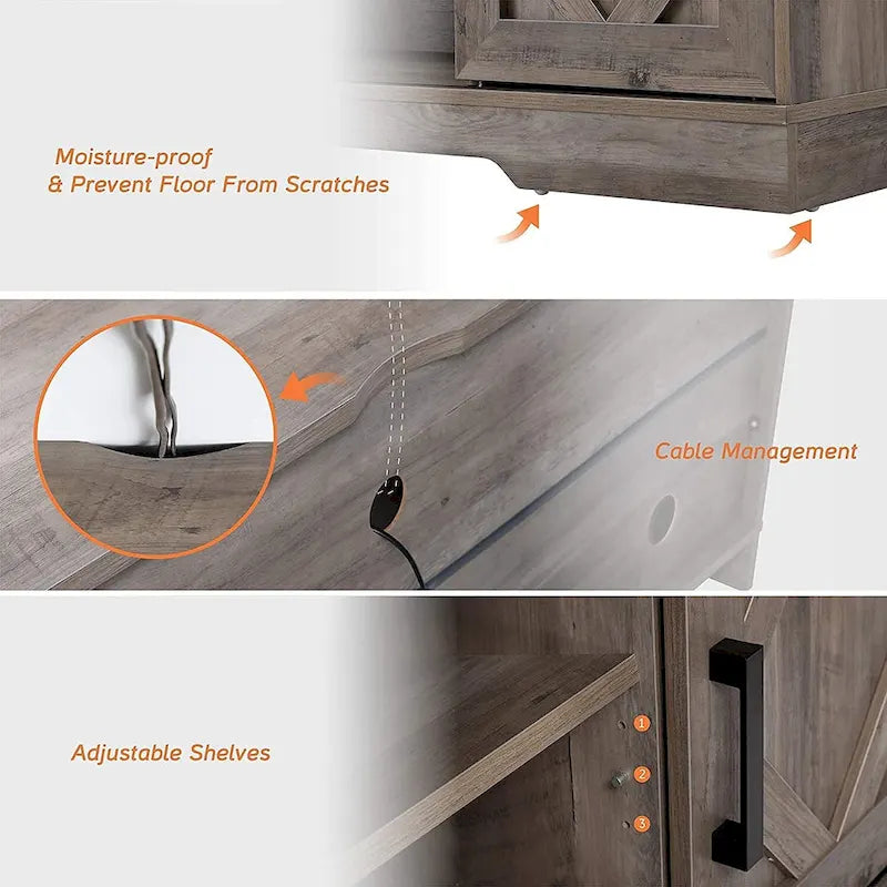 WAMPAT Farmhouse Sliding Barn Door TV Stand