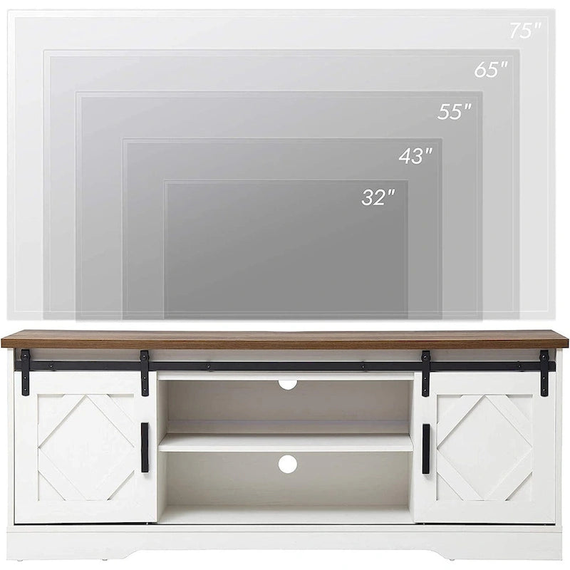 WAMPAT Farmhouse Sliding Barn Door TV Stand