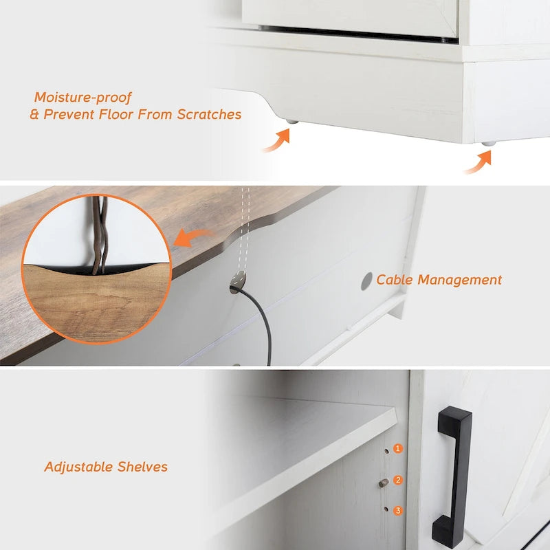 WAMPAT Farmhouse Sliding Barn Door TV Stand