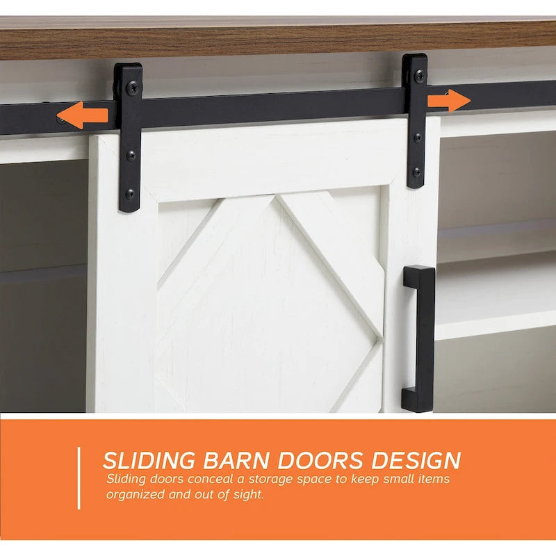 WAMPAT Farmhouse Sliding Barn Door TV Stand
