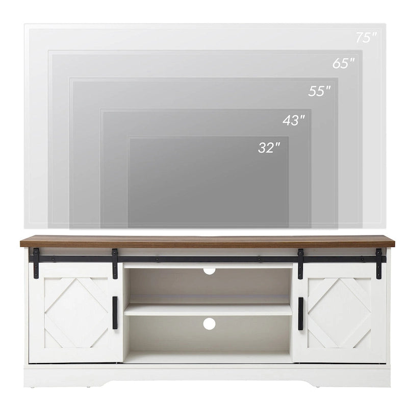 WAMPAT Farmhouse Sliding Barn Door TV Stand