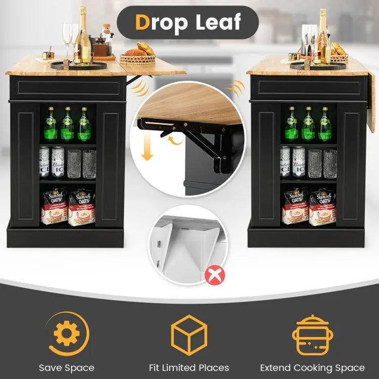 Kitchen Island with Storage and 3-Level Adjustable Shelves - 47 x 36 x 36 (L x W x H)