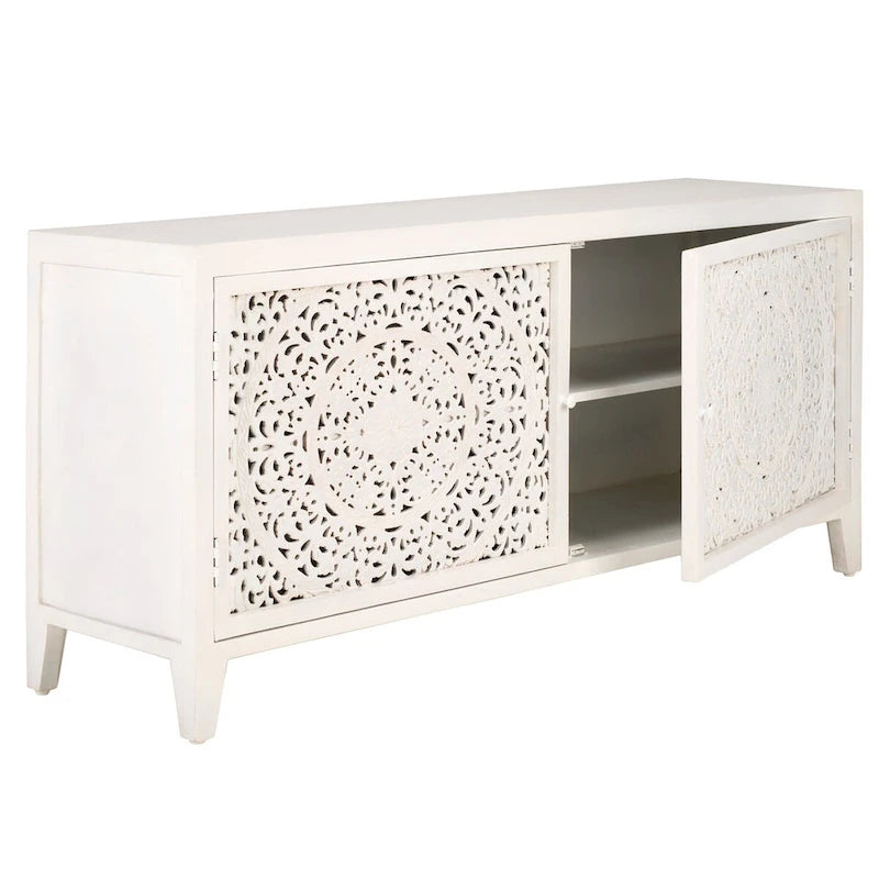 SAFAVIEH Ciji 2-Shelf 2-Door Media Stand (Fits Up To A 60 Flatscreen TV) - 55 In. W x 15 In. D x 26 In. H - 55Wx15Dx26H