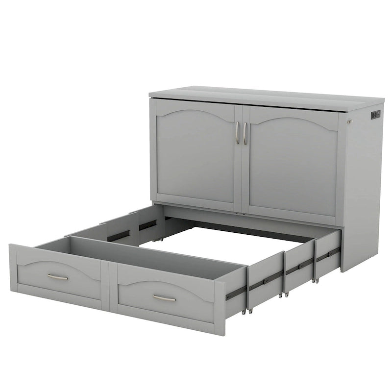 Queen/Full Size Murphy Bed with drawer and a set of Sockets & USB Ports
