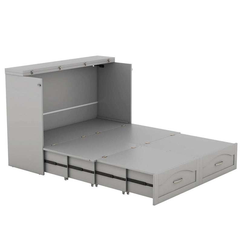 Queen/Full Size Murphy Bed with drawer and a set of Sockets & USB Ports