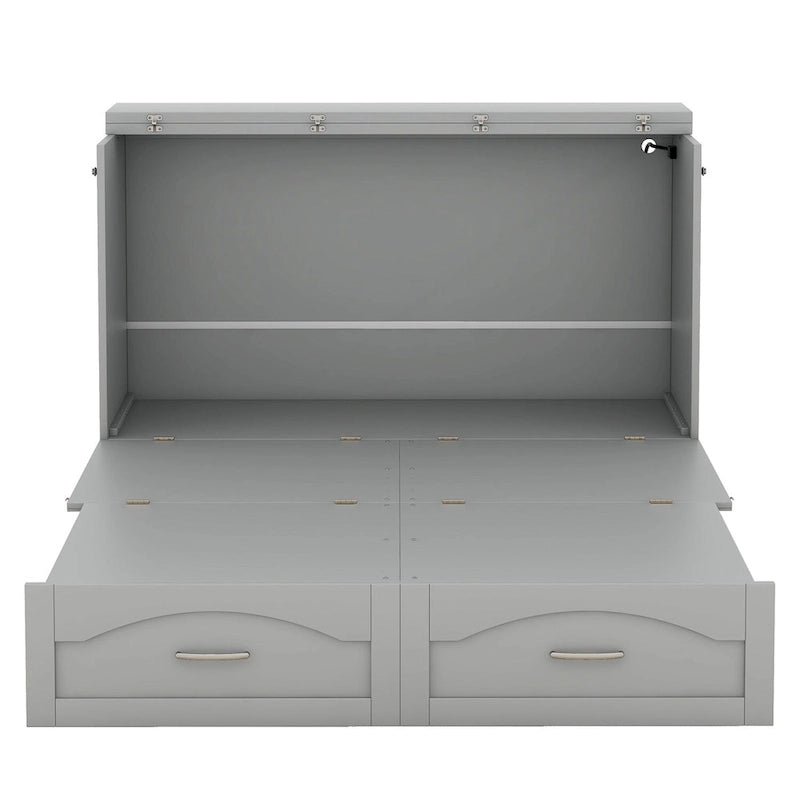 Queen/Full Size Murphy Bed with drawer and a set of Sockets & USB Ports