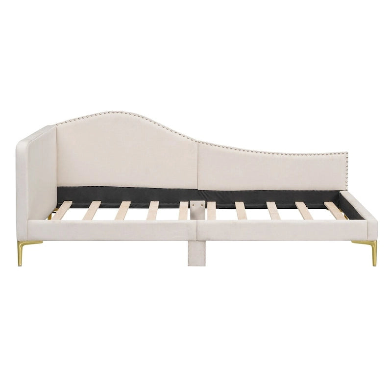 Twin Size Upholstered Daybed with Headboard and Armrest
