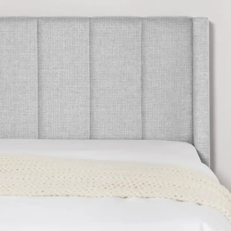 Eleanor Upholstered Platform Bed Frame with Vertical Stripe Headboard