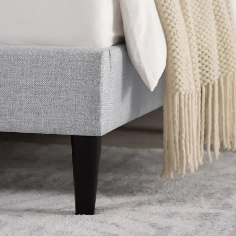 Eleanor Upholstered Platform Bed Frame with Vertical Stripe Headboard