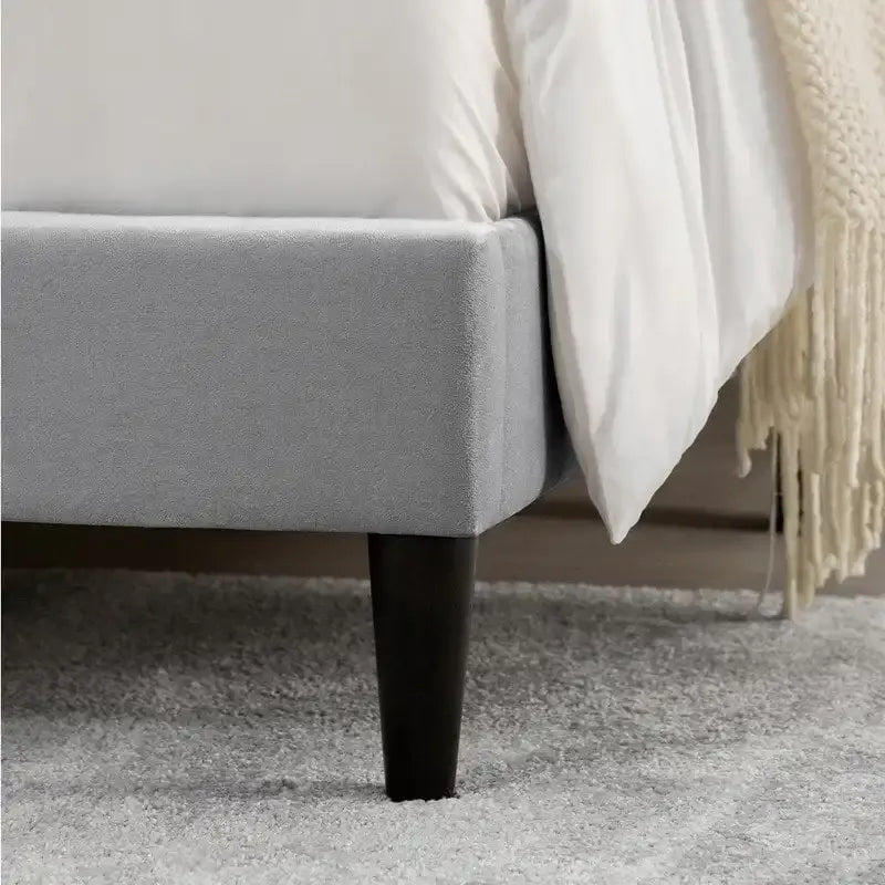 Eleanor Upholstered Platform Bed Frame with Vertical Stripe Headboard