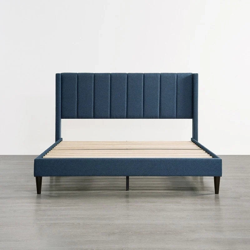 Eleanor Upholstered Platform Bed Frame with Vertical Stripe Headboard