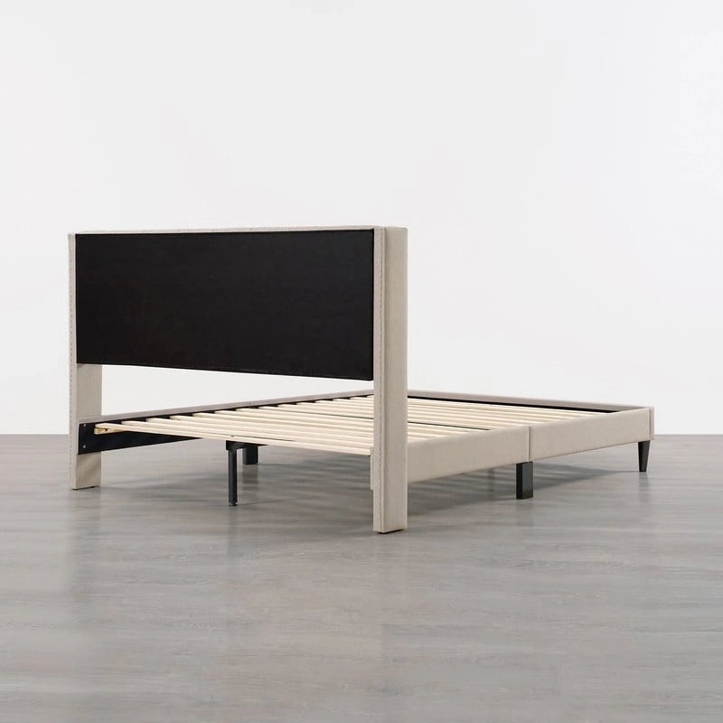 Eleanor Upholstered Platform Bed Frame with Vertical Stripe Headboard
