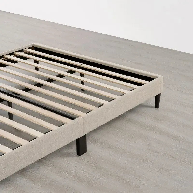 Eleanor Upholstered Platform Bed Frame with Vertical Stripe Headboard