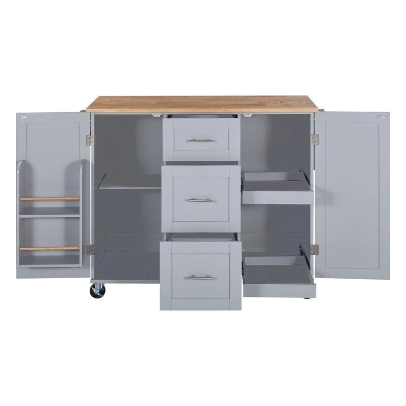 Rolling Kitchen Island Cart on Wheels with Storage,2 Slide-Out Shelf and Internal Storage Rack