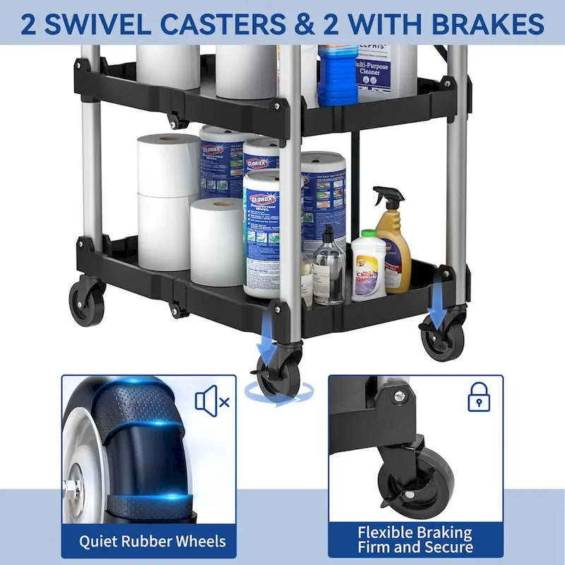 3 Tier Portable Kitchen Cart with Swivel Wheels