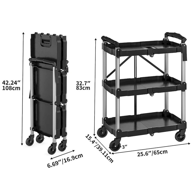 3 Tier Portable Kitchen Cart with Swivel Wheels