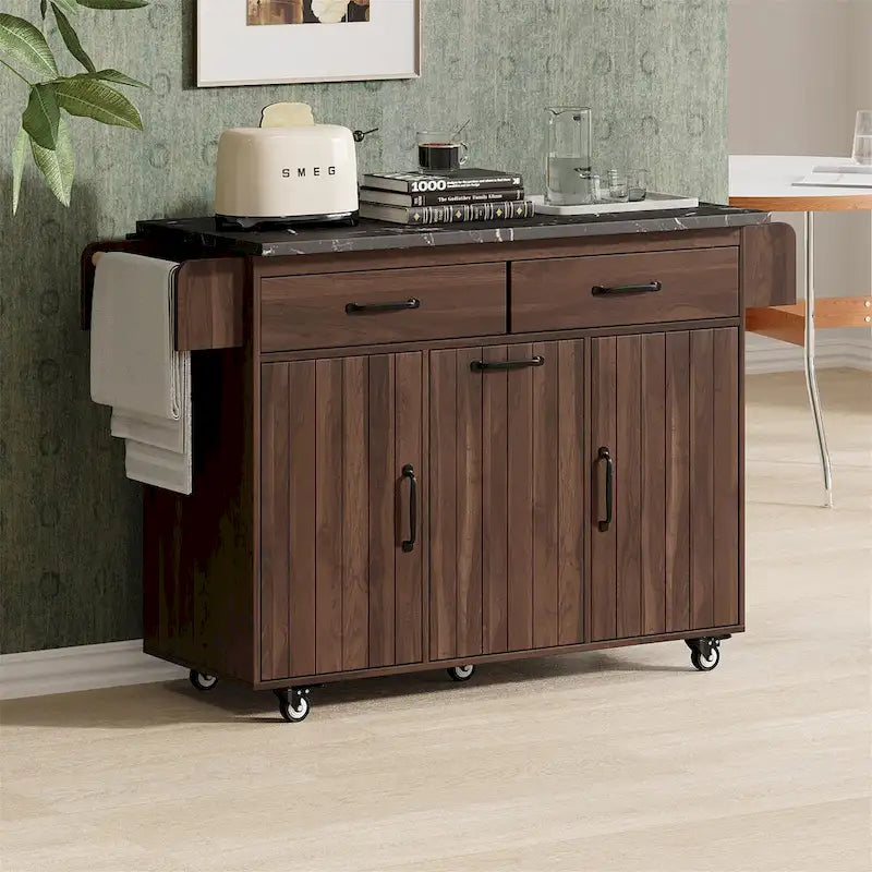 Kitchen Island with Trash Can Storage Cabinet by Harper&Bright Designs