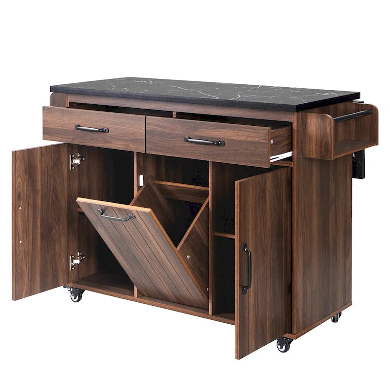 Kitchen Island with Trash Can Storage Cabinet by Harper&Bright Designs