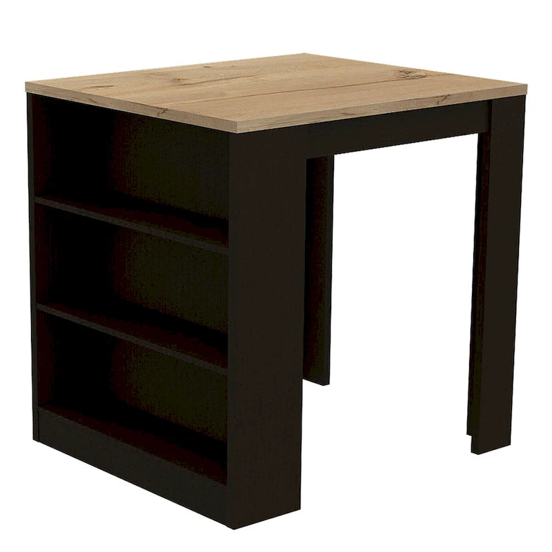 Danna Kitchen Counter Dining Table ,Two Legs, Three Side Shelves - N/A