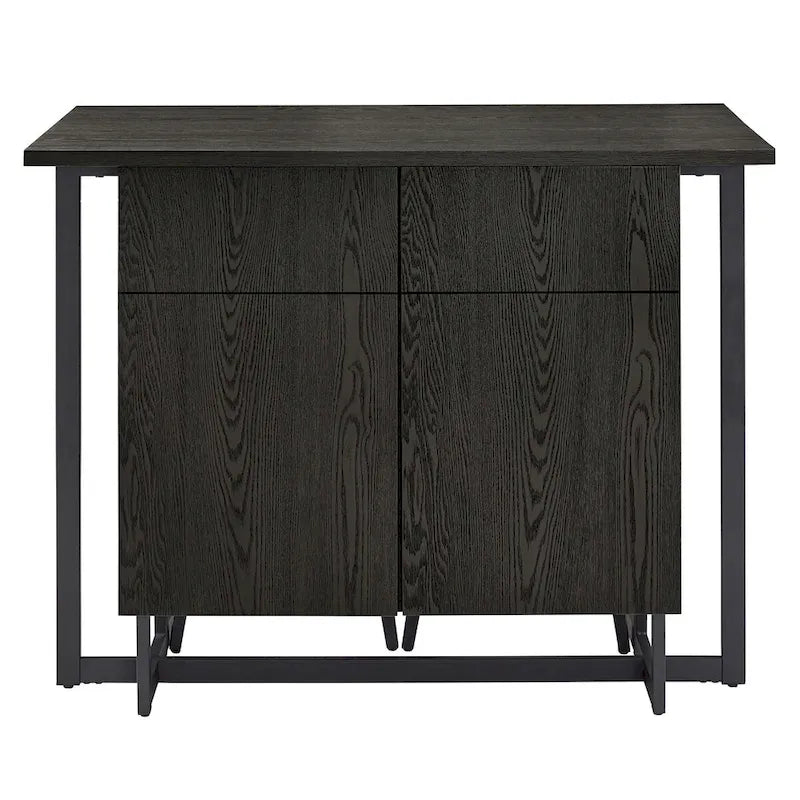 Oyala Black Finish 2-door Kitchen Island with Power and USB outlets by iNSPIRE Q Modern