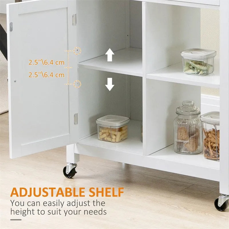 Rolling Kitchen Island Cart with Storage and Solid Wood Top - N/A