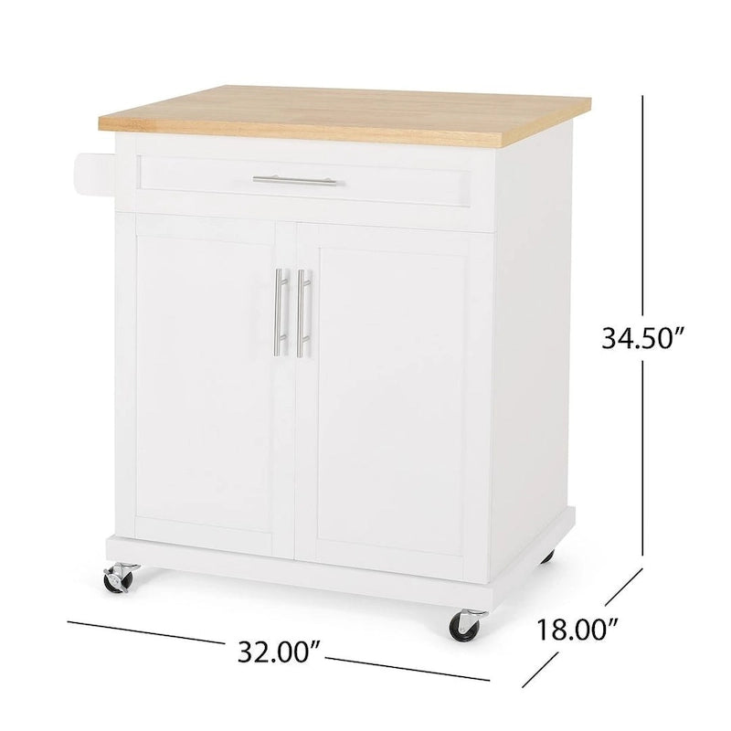 Contemporary Wood Kitchen Cart with Wheels Storage and Wheels by Christopher Knight Home