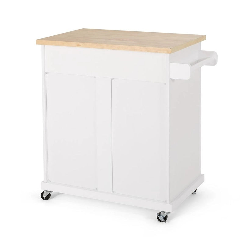Contemporary Wood Kitchen Cart with Wheels Storage and Wheels by Christopher Knight Home