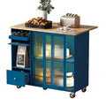 Kitchen Island Cart w/Drop Leaf, LED Light & Changeable Wheels or Feet
