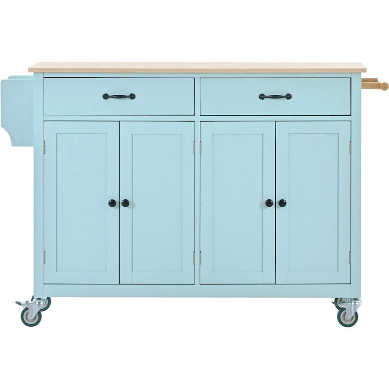 Kitchen Island Cart with Solid Wood Top and Locking Wheels