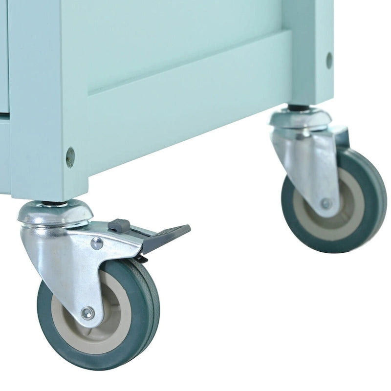 Kitchen Island Cart with Solid Wood Top and Locking Wheels