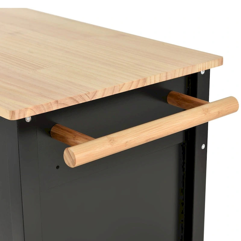 Kitchen Island Cart with Solid Wood Top and Locking Wheels