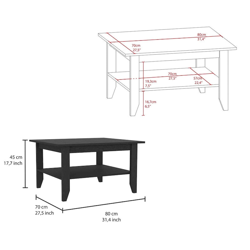 Payson 2-Piece Living Room Set, Bar Cart + Coffee Table, Black for Kitchen, Party and Living Room