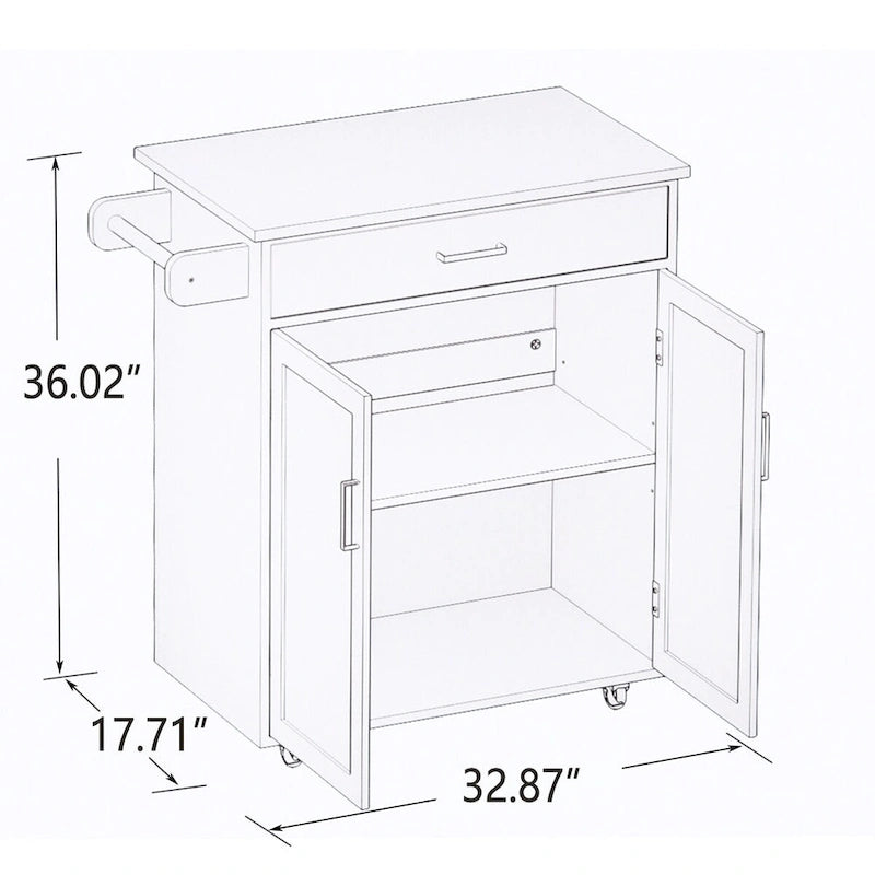 Kitchen island rolling trolley cart