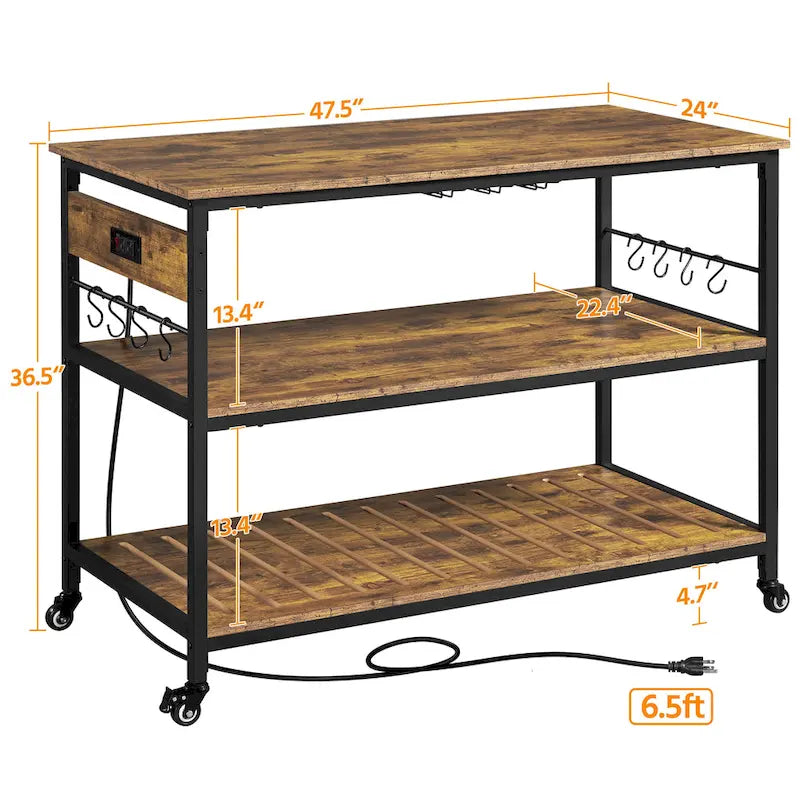 Yaheetech Kitchen Microwave Oven Stand with 3 Shelves and Worktop