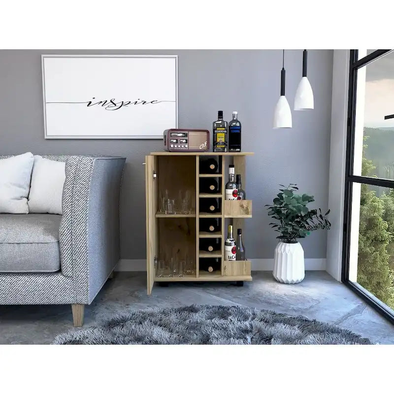 Bartlet 2-Shelf 6-Bottle Bar Cart with Division for Kitchen, Party and Living Room