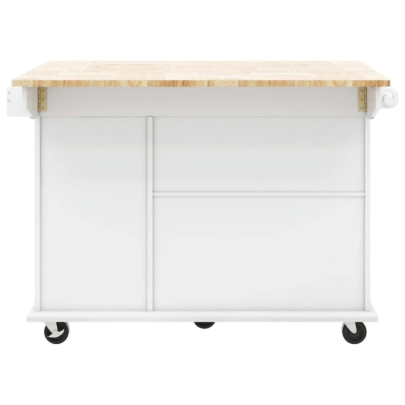 Rolling Kitchen Cart with Drop Leaf, Storage Rack, and 3-Tier Cabinet Organizer