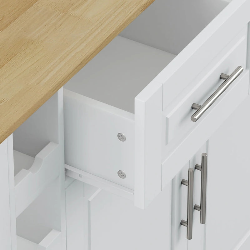 Multi-Functional Kitchen Island Cart with 2 Door Cabinet and Two Drawers